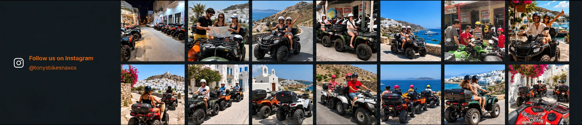 Illustrative collage of Naxos ATV travel moments